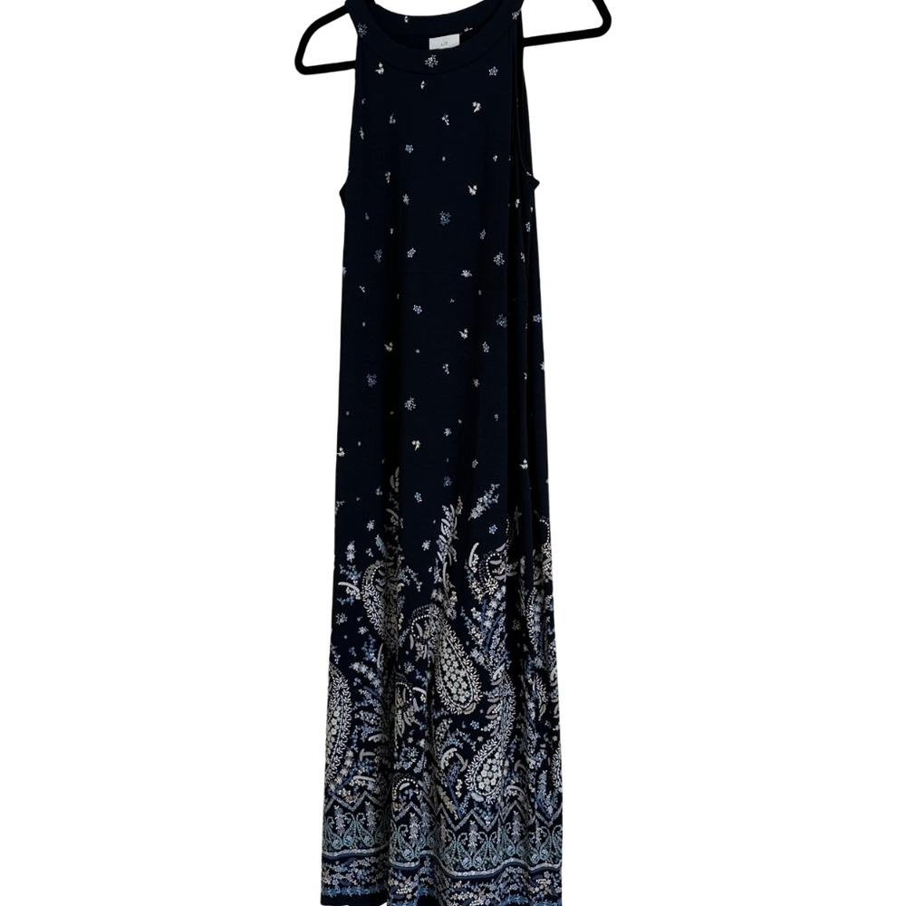 J.Jill Blue Paisley Floral Maxi Dress, Sleeveless, Size Small